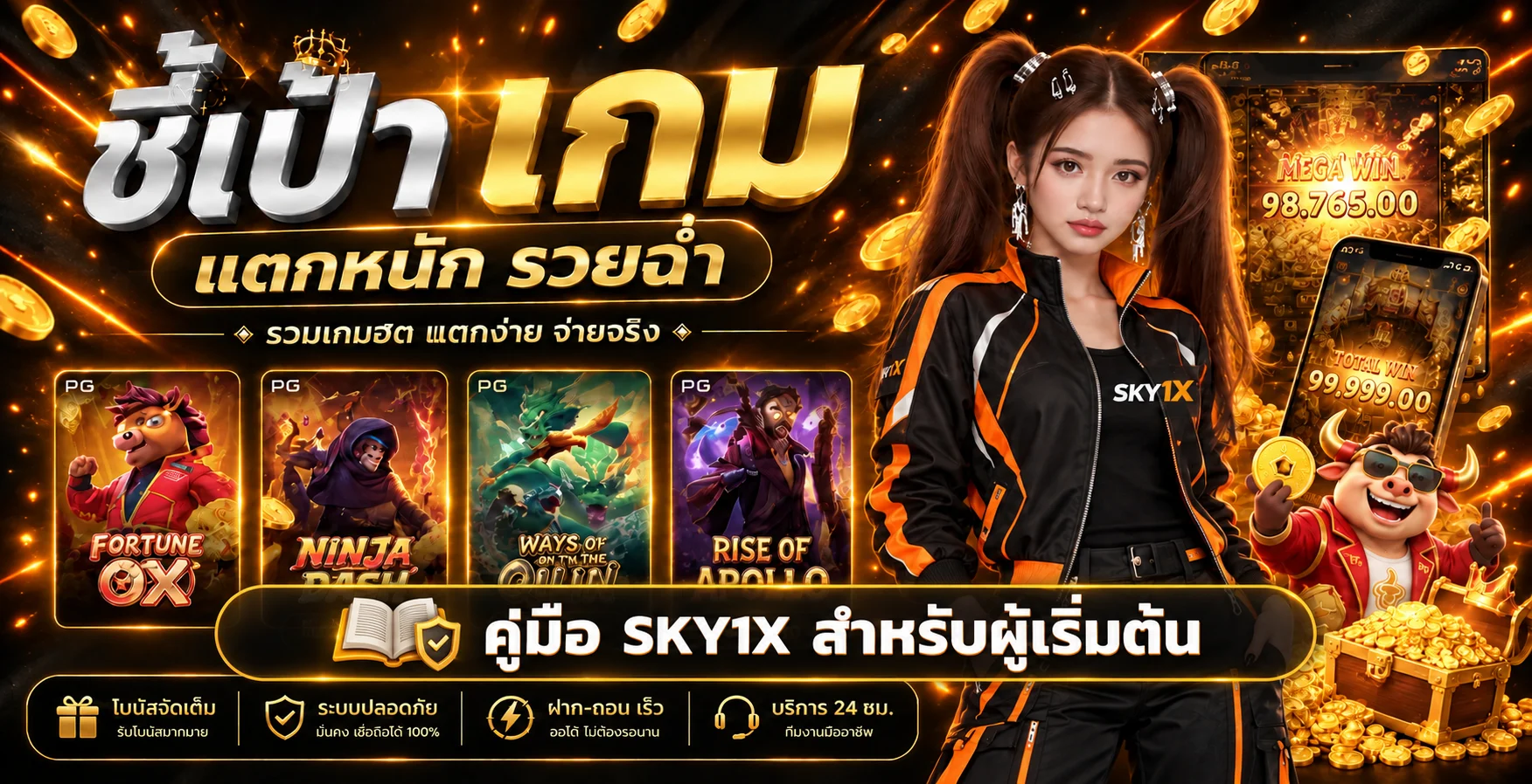 SKY1X คู่มือผู้เริ่มต้น สมัคร เข้าเล่น ตั้งงบ